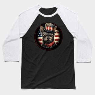 Patriotic Cairn Terrier Baseball T-Shirt